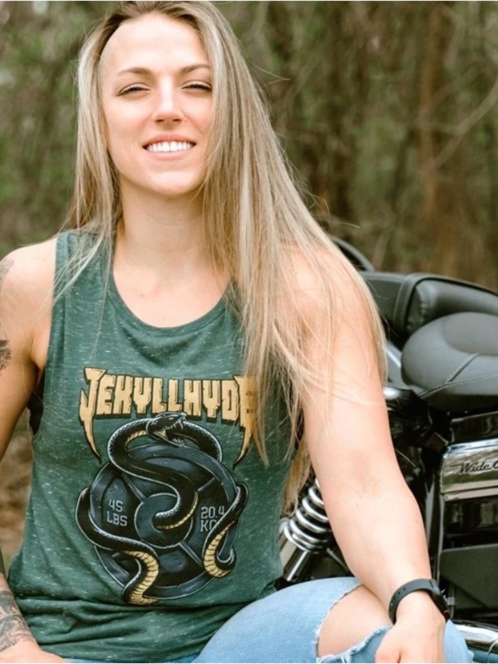 Women’s Gym Lifting Muscle Tee by Jekyllhyde Apparel, green snake, XL